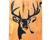 Handmade Reclaimed Pallet Sign Stag Theme Cedar Stain A4 Size Hand Painted Craft (1)