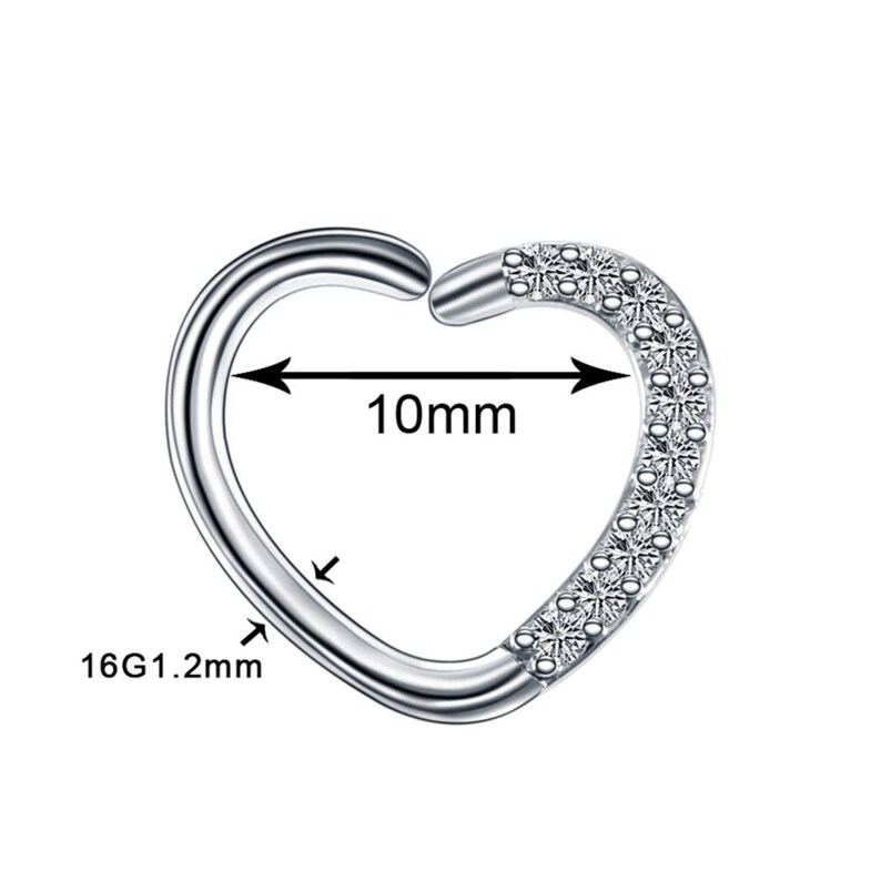 Heart Daith Piercing Multi Gem Design Cartilage Snug Rook Tragus Helix Ring Bar