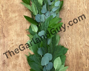 Freshly Harvested Salal, Silver Dollar, and Leyland Cypress Garland