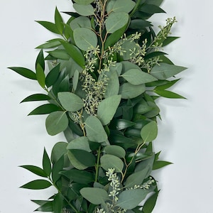 Nagi, Silver Dollar, and Seeded Eucalyptus Garland, Eucalyptus Garland, Eucalyptus Table Runner, DIY Wedding