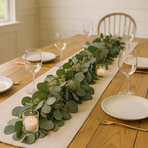Seeded Eucalyptus And Silver Dollar Eucalyptus Garland, Fresh Eucalyptus Garland, Aisle Runners, Rustic Wedding Decor, Greenery Garland