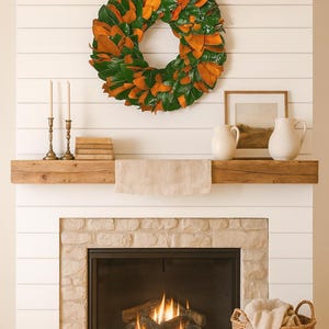 Fresh Magnolia Wreath – Handmade Fall Door Decor, Real Magnolia Leaves, Farmhouse & Thanksgiving Greenery Wreath