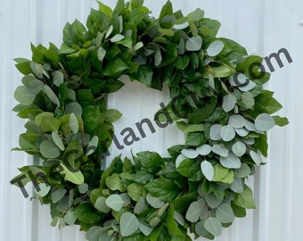 Salal and Silver Dollar Eucalyptus Wreath, Fresh Eucalyptus, Fresh Foliage Wreath, Salal Wreath, Door Wreath