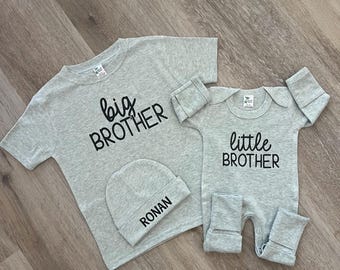 Sibling Shirts, Big Brother Little Brother Outfit –Personalized Sibling Set Sibling Set Shirts - Baby Shower Gifts - Sage Green
