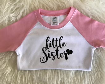 Little sister shirt pink raglan little sister shirt little sister big sister big sis little sis baby girl shirt little sis shirt