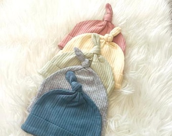 Organic Ribbed Baby Hat, 0-3 months, 95 cotton 5 spandex, New Baby Gift, Gender Neutral