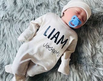 Gift Newborn, Newborn Boy Coming Home Outfit, Baby Boy Name Outfit, Baby Shower Gift,  Newborn Boy