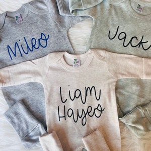 GIFT NEWBORN/ Baby Name Romper /Baby Boy Coming Home Outfit/ baby boy personalized /baby shower gift