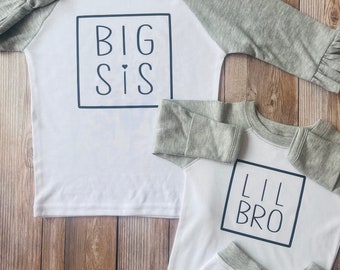 Big Sister Little Brother Set, Brother Sister Shirts, Custom Sibling Shirt Set, Baby Shower Gift Big Sis Little Bro