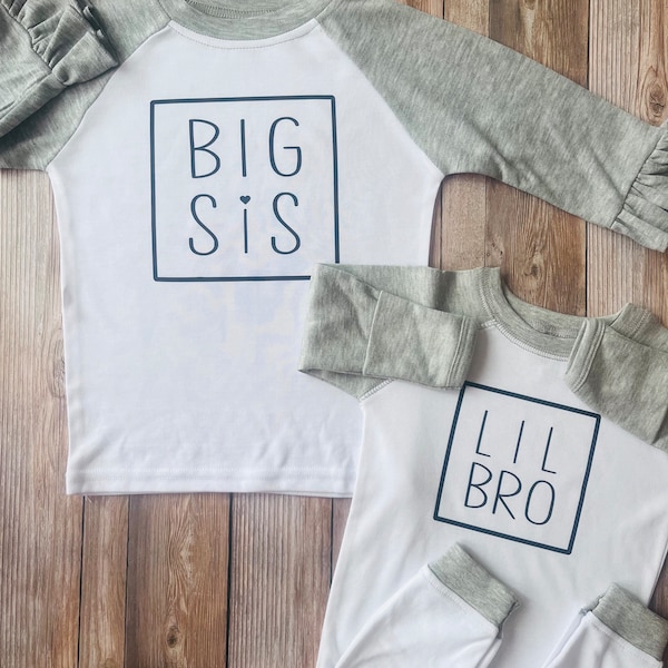 Big Sister Little Brother Set, Brother Sister Shirts, Custom Sibling Shirt Set, Baby Shower Gift Big Sis Little Bro