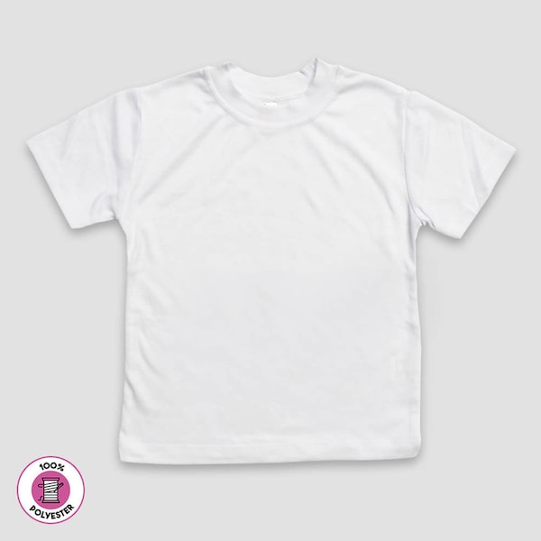 Sublimation Blanks -Toddler & Kids T-Shirt – White – 100% Polyester
