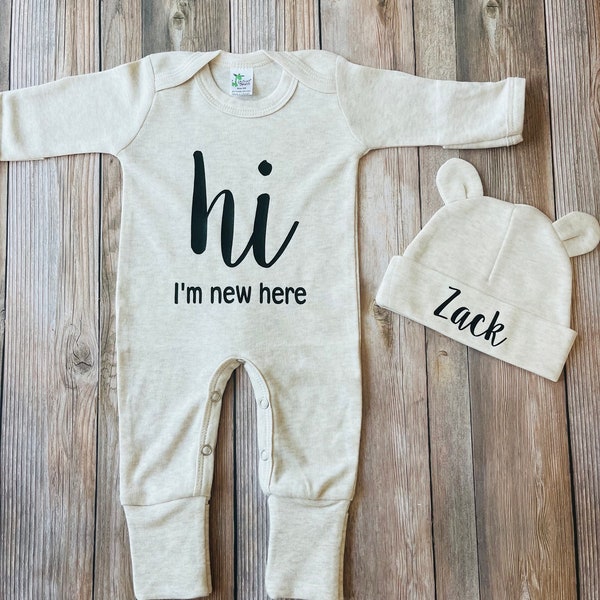 Gift Newborn, Oatmeal Color, Baby Boy Personalized Gift Boy Coming Home Outfit Boy Coming Home Outfit  Little Brother