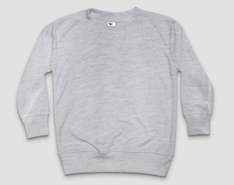 Sublimation Blanks -Toddler & Kids Long Sleeve Pullover Shirts – Polyester Cotton Blend - grey