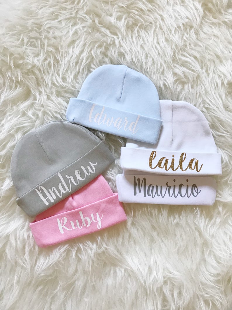 newborn baby hat with name