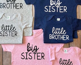 Sibling Matching Shirts, Big Brother, Little Brother, Big Sister, Little Sister, New Baby Announcement, Baby Shower Gifts