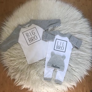 Little Brother Big Brother / Gift Newborn/ Brothers Shirts / Brothers t-shirts / Brother set/ Matching Hospital outfit / Custom Name Hat /