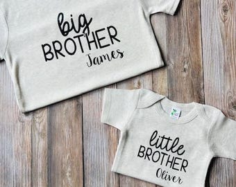 Big brother little brother shirts with names, hospital shirts matching, sibling shirts, baby shower gifts