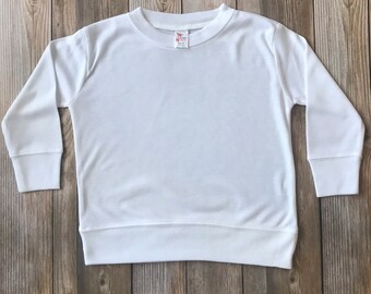 HTV blanks sublimation blanks screen print blanks Kids Baby Toddler Pullover T-Shirts – White – 100% Polyester