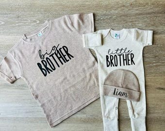 Syskonskjortor - Storebror Lillebror - Syskonset - Syskon-T-shirts - Presenter till nyblivna mammor - Presenter till babyshowern - Salviagrön
