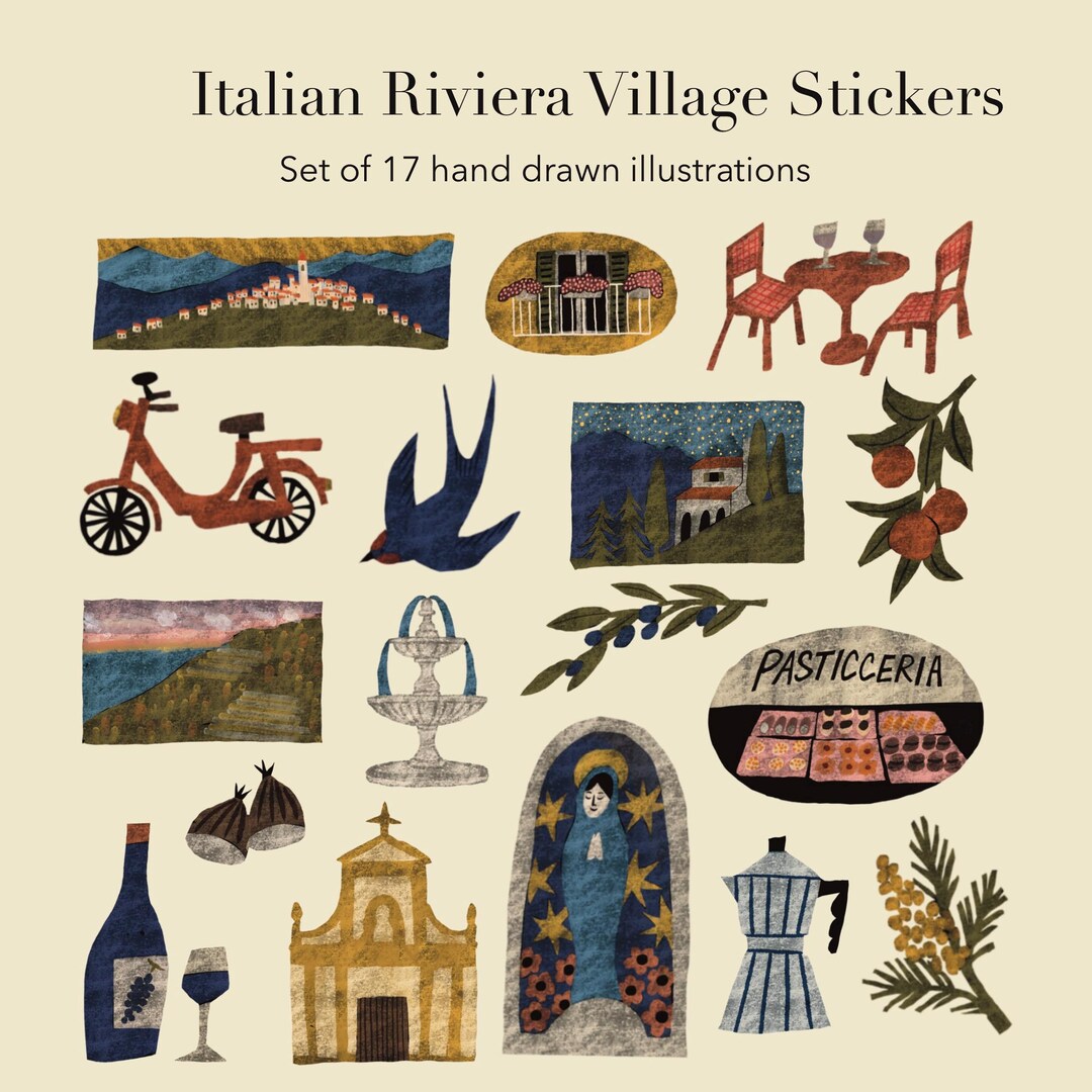 Italian Riviera Sticker Italian Riviera Village Stickers PNG – Printable Sticker Sheet ...
