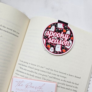 Pink Ghost Spooky Season Magnetic Bookmark - Halloween and fall - Planner Clip - Planner Bookmark