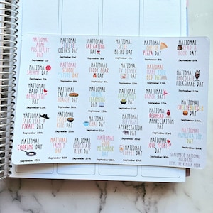 September National Holidays planner stickers - HS100 - fun holidays -Gift for her  - Daily Planner  - Happy Planner - dot journal-