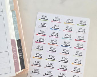 Replace Toothbrush Planner Sticker | Toothbrush Reminder Sticker | Dental Care Planner | Oral Hygiene Sticker