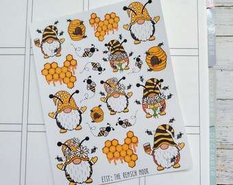 Honey Bee Gnome Planner Stickers - 0192 - Spring