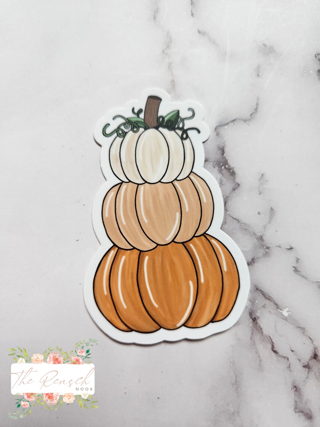 Pumpkin Stack Vinyl Sticker - Weatherproof, Dishwasher Safe Vinyl ...