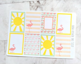 Flamingo Planner Stickers | Flamingo Full Box Planner Stickers | Tropical Planner Stickers | Summer Planner Decor | Pink Flamingo Stickers