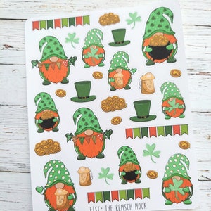 St Patricks Day Gnomes Planner Stickers - 0194 - March - Clover