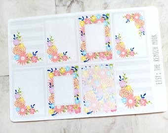 Floral Planner Stickers | Floral Full Box Planner Stickers | Flower Planner Stickers | Botanical Planner Decor | Spring Planner Stickers