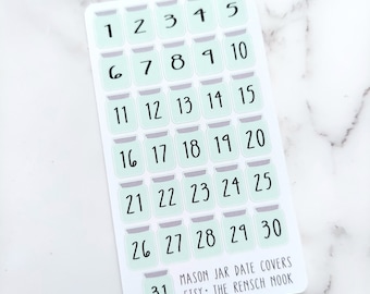 Mason Jar Date Covers Planner stickers - DC008 - Summer Date Covers - Summer planner stickers