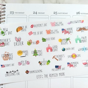 Holiday planner stickers HS21 yearly holidays Calendar Daily Planner Happy Planner dot journal image 2