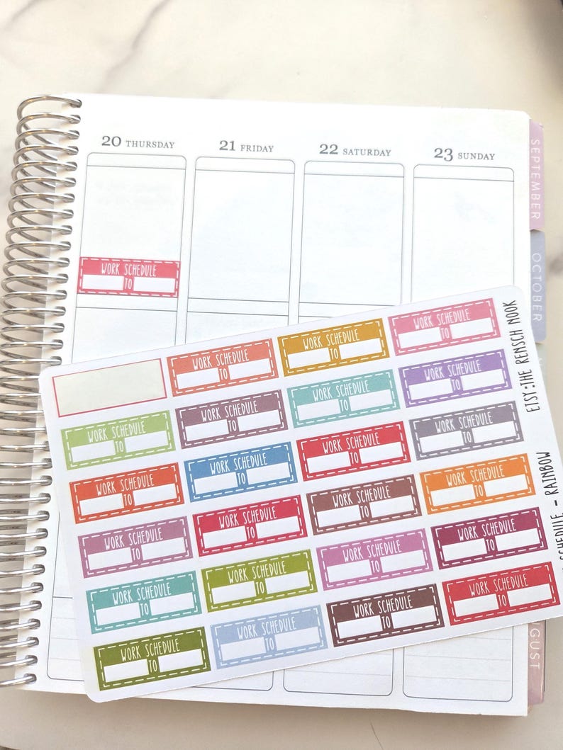 Work Schedule Planner Stickers | Work Shift Planner Stickers | Work Hours Planner Stickers | Employee Planner Stickers image 2