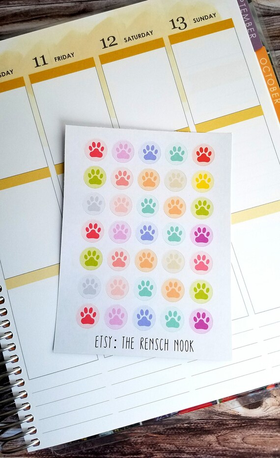 Paw Print Planner Stickers 0083 Pet Care Happy Planner Etsy