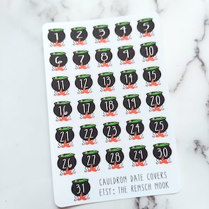 Cauldron Date Covers planner stickers - DC0025 - Spooky planner stickers - Halloween planner stickers - October date covers - cover ups
