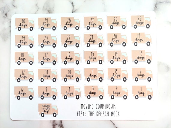 Moving Day Countdown Planner Stickers | Moving Planner Stickers | Moving Countdown Stickers | New Home Planner Stickers | Moving Truck