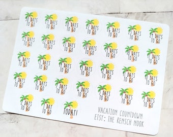 Beach vacation count down planner stickers - HS06