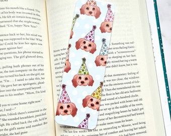 Party Dog Laminated Bookmark | Hand Drawn Dog Bookmark | Cute Dog Lover Gift | Funny Reading Bookmark | Book Lover Gift