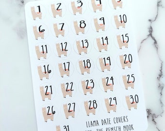 Llama Date Covers planner stickers - DC010 - Happy Planner - Christmas gift for her - Daily Planner