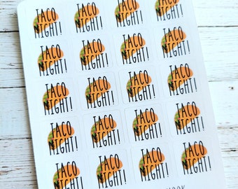 Taco Night Planner Stickers | Taco Tuesday Planner Stickers | Meal Planning Stickers | Dinner Planner Stickers | Food Planner Stickers