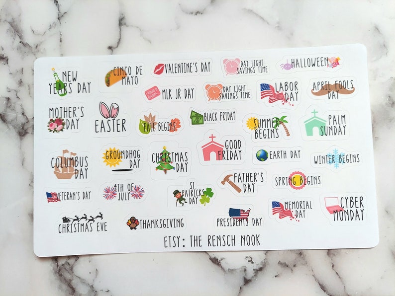 Holiday planner stickers HS21 yearly holidays Calendar Daily Planner Happy Planner dot journal image 1