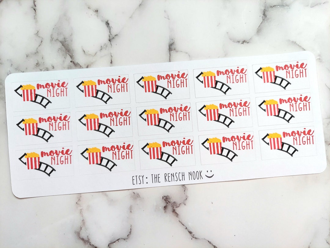Movie Night Planner Stickers - HS36 - Happy Planner - Popcorn - Gift - Etsy