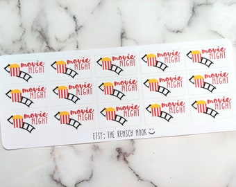 Movie Night Planner Stickers | Popcorn Planner Stickers | Family Movie Night Stickers | Film Planner Stickers | Movie Planner Stickers