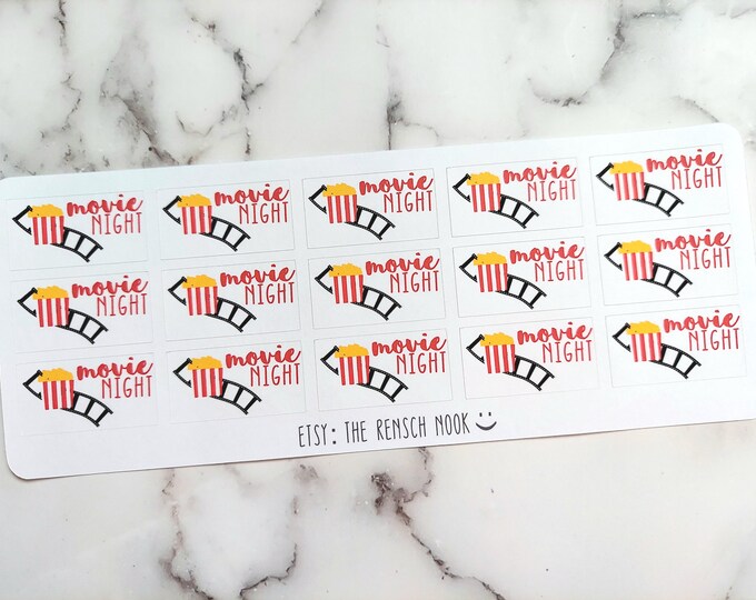 Movie Night Planner Stickers - HS36 - Happy Planner - Popcorn - Gift - Etsy