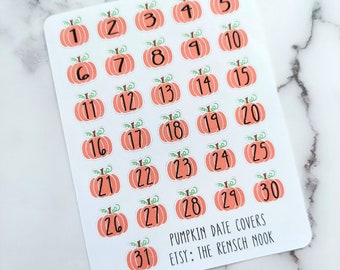 Pumpkin Date Covers planner stickers - DC0017 - October date covers - Spooky planner stickers - Halloween planner stickers - cover ups