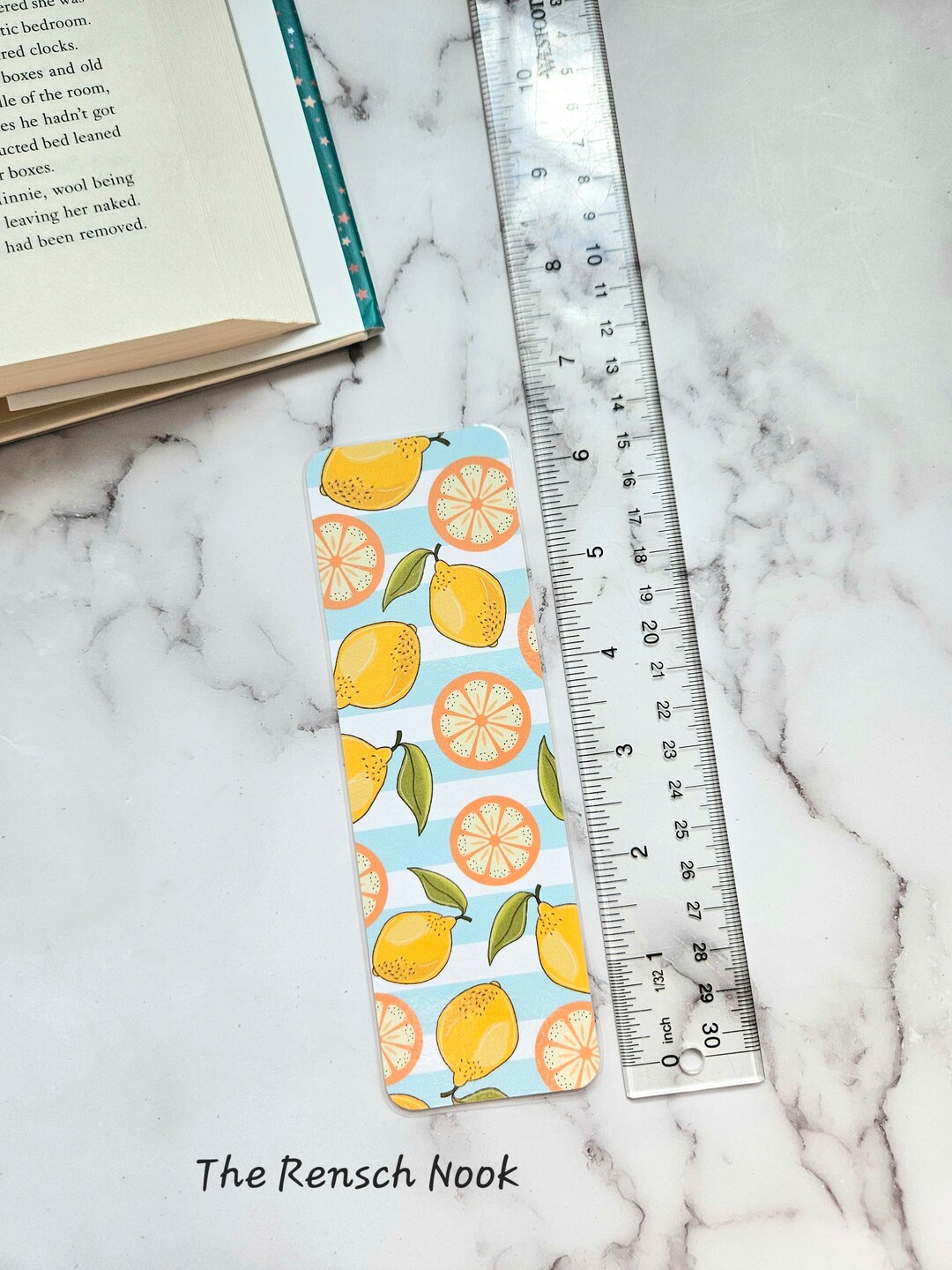 Lemon and Orange Striped Bookmark - Single Sided Laminated Bookmark - Etsy