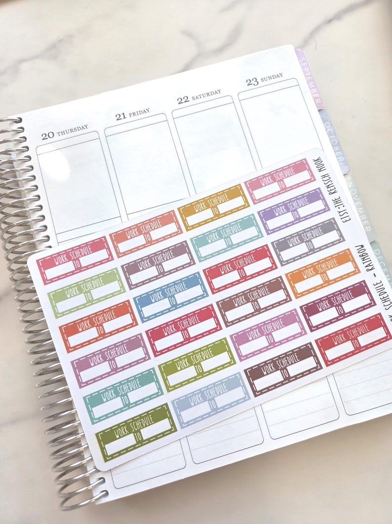 Work Schedule Planner Stickers | Work Shift Planner Stickers | Work Hours Planner Stickers | Employee Planner Stickers image 5