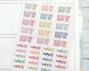 Discussion Board and Reply Planner Stickers - 0165 - college - teacher and student planner stickers -school -early release - Back to school